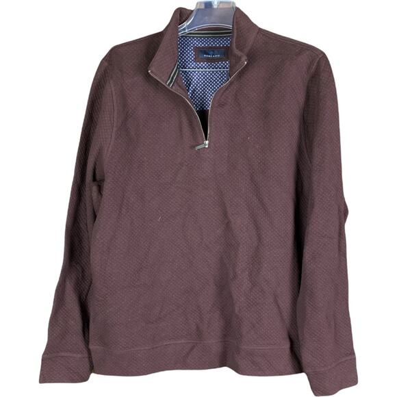 Toscano Burgundy Quarter Zip Jacket XL Quilted Sweatshirt Quiet Luxury $195 NEW - Picture 1 of 6